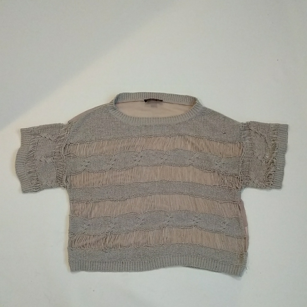 Beige woven knit blouse